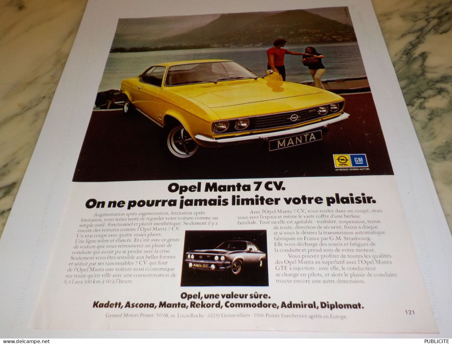 ANCIENNE PUBLICITE VOTRE PLAISIR  OPEL MANTA  1974 - Voitures