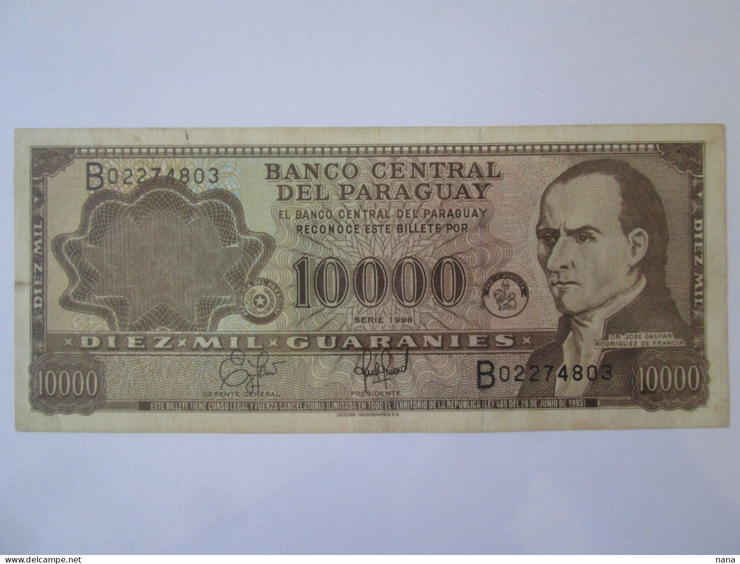 Rare Year! Paraguay 10000 Guaranies 1998 Banknote,see Pictures - Paraguay