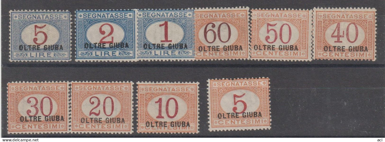 Oltre Giuba S 1-10  1925  Segnatasse  ,serie Con Traccia Linguella, - Oltre Giuba