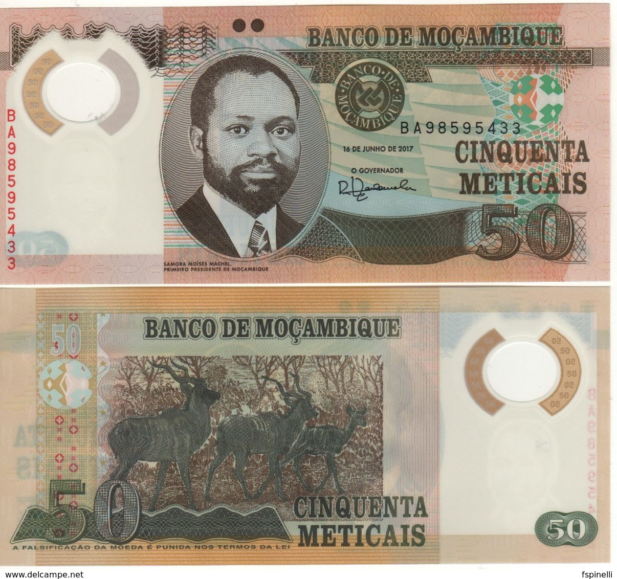 MOZAMBIQUE  50  Meticais  POLIMER   P150b   NEW  DATE   16.06.2017      UNC - Mozambique