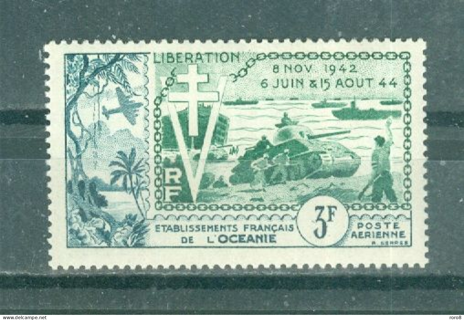 Ets FRANCAIS De L'OCEANIE - P.A. N°31**MNH- SCAN DU VERSO. 10° Anniversaire De La Libération. - Autres - Océanie