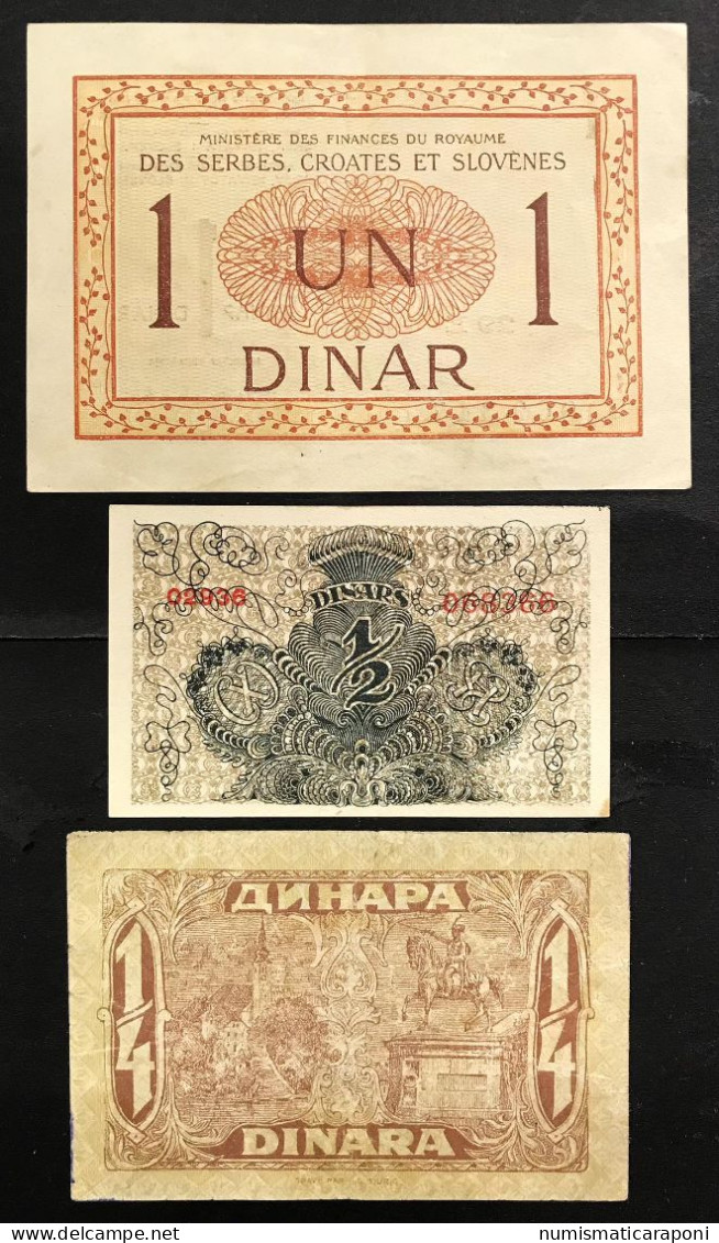 Jugoslavia Yugoslavia 1/2 + 1 + 1/4 Dinara 1919 Pick#13 14 15  LOTTO 4650 - Yougoslavie