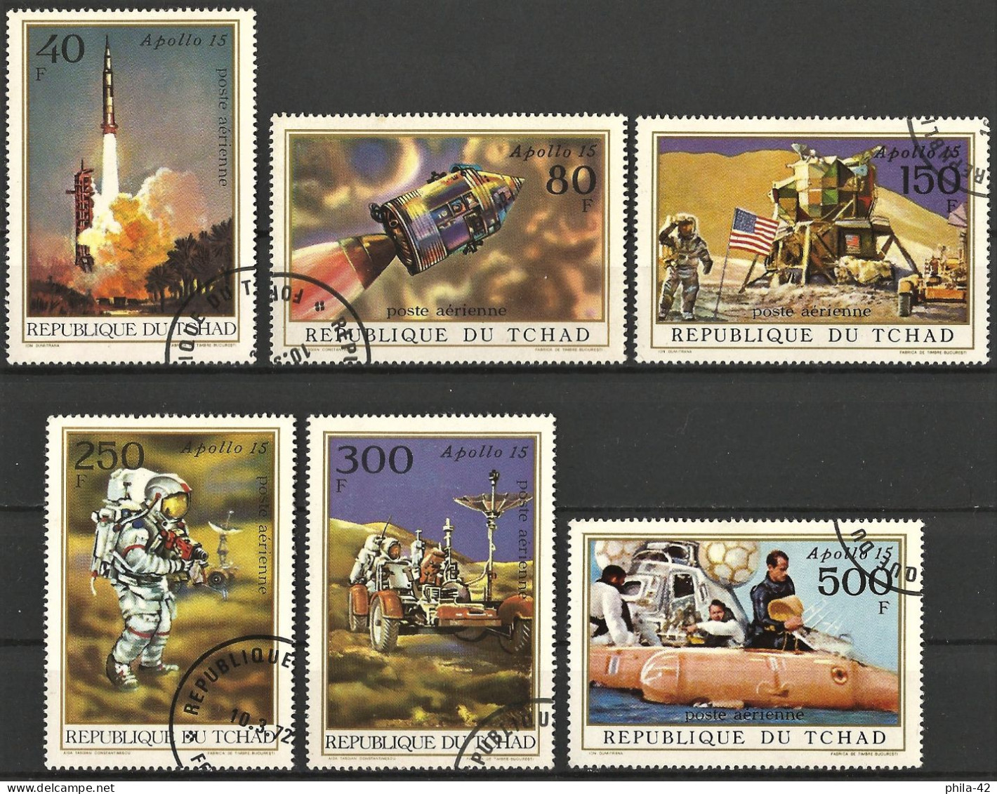 Chad 1972 - Mi 443/48 - YT Pa 99/104 ( Space Mission : Apollo 15 ) Complete Set - Airmail - Tchad (1960-...)