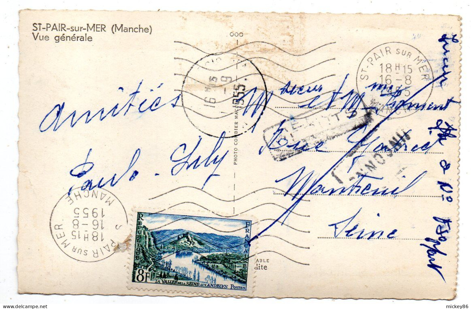 SAINT PAIR SUR MER--1955--Vue Générale......timbre..cachet...griffes.... - Saint Pair Sur Mer