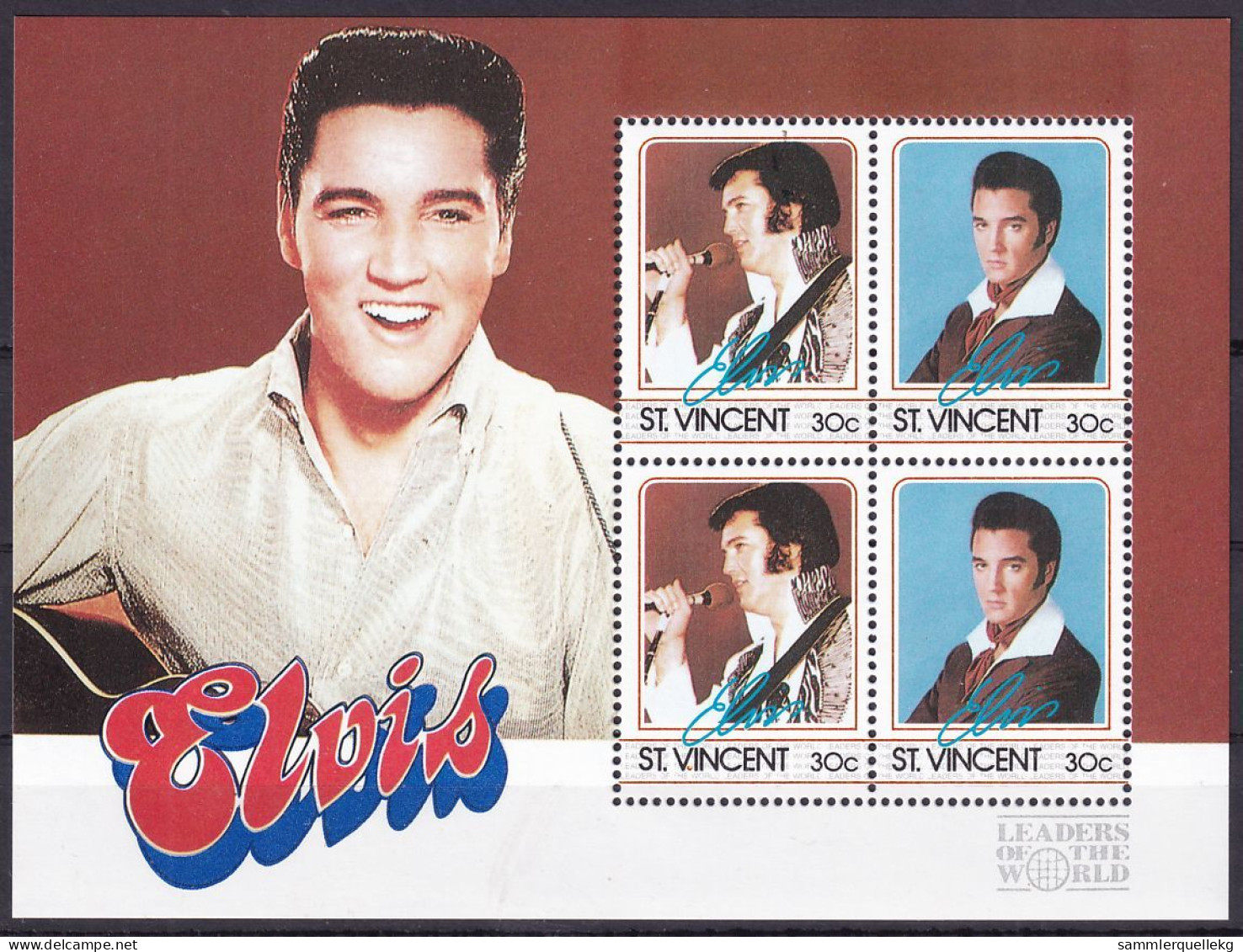 St. Vincent Block 22 Postfrisch, 50. Geburtstag Von Elvis Presley (Nr. 1091) - Chanteurs