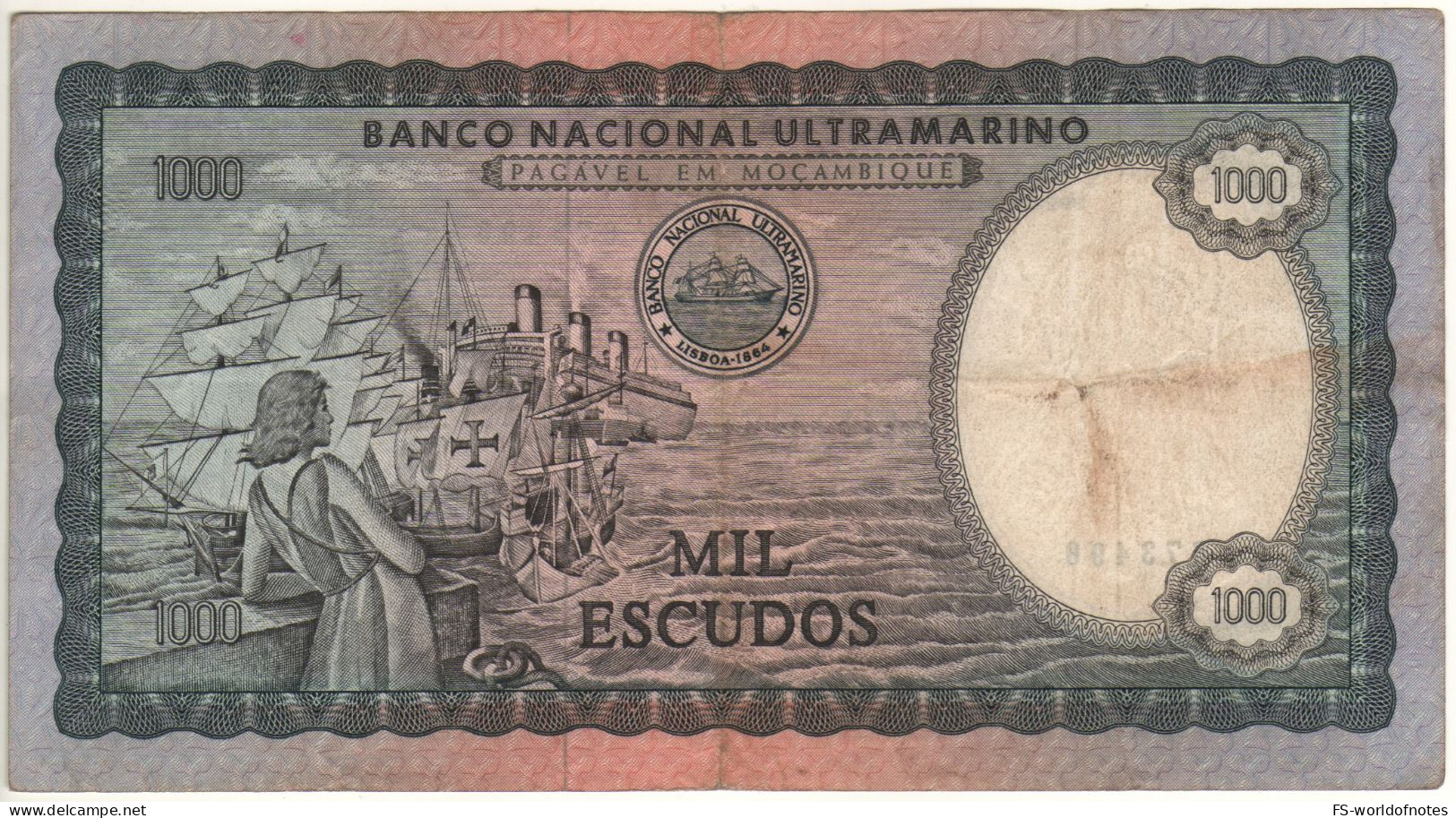 MOZAMBIQUE  1'000 Escudos  P112a   Dated 16.5.1972   ( D. Afonso V On Front + Woman-ships At Back ) - Moçambique