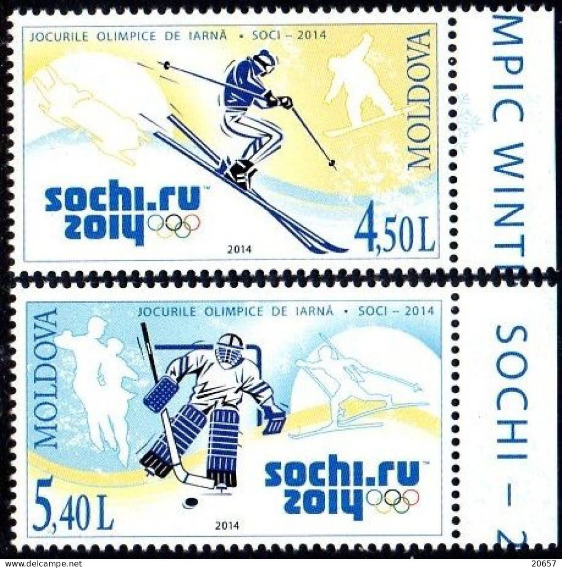 Moldavie Moldova 0748/49 JO Sotchi Russia, Ski, Hockey - Winter 2014: Sochi