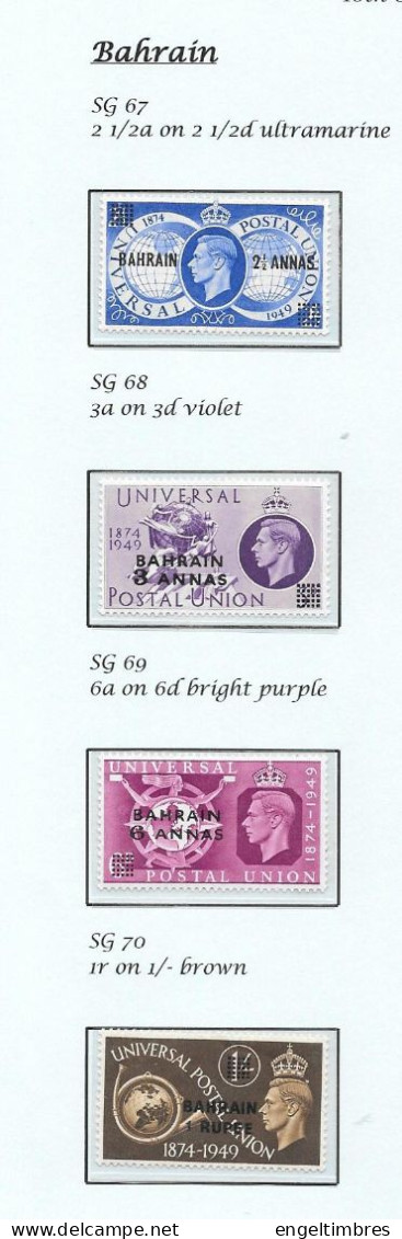 Gb 1948  U.P.U.  Overprinted BAHRAIN   SG67/70 (4)     MNH - See Notes & Scans - Neufs