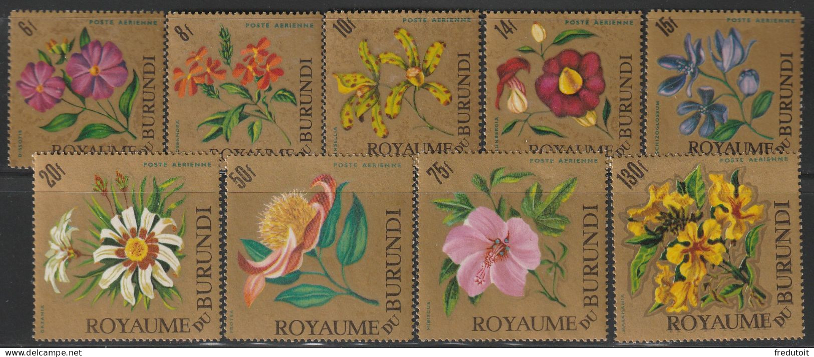 BURUNDI - Poste Aérienne N°25/33 ** (1966) Fleurs - Posta Aerea