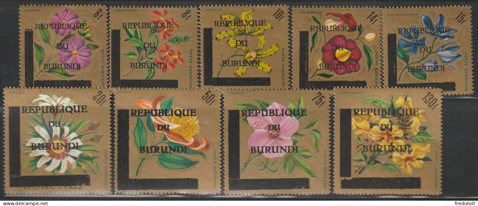 BURUNDI - Poste Aérienne N°34/42 ** (1967) Fleurs - Surchargés - - Correo Aéreo