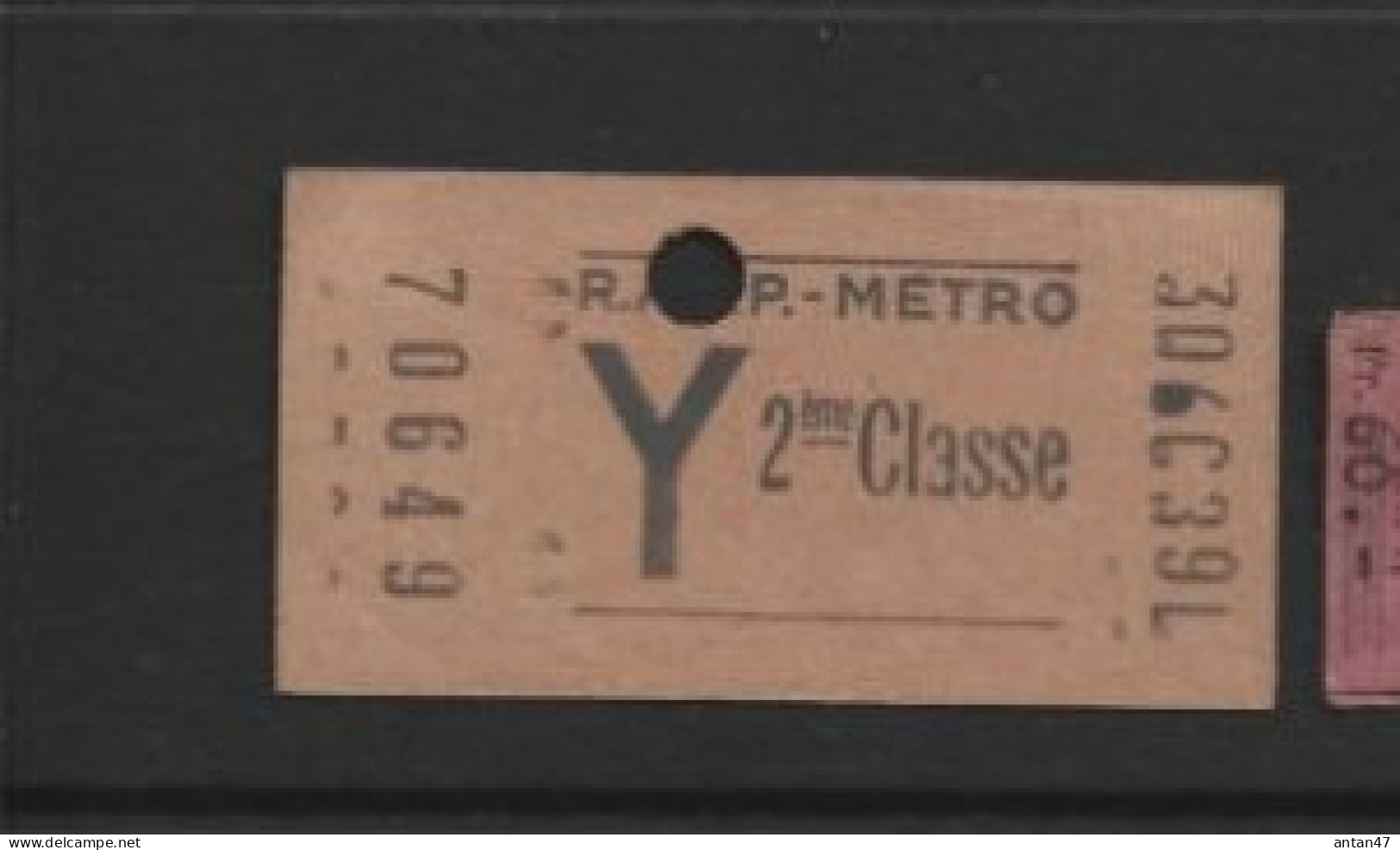 Ticket METRO RATP PARIS / 70649 Y 2ème Classe 306C39L - Europa