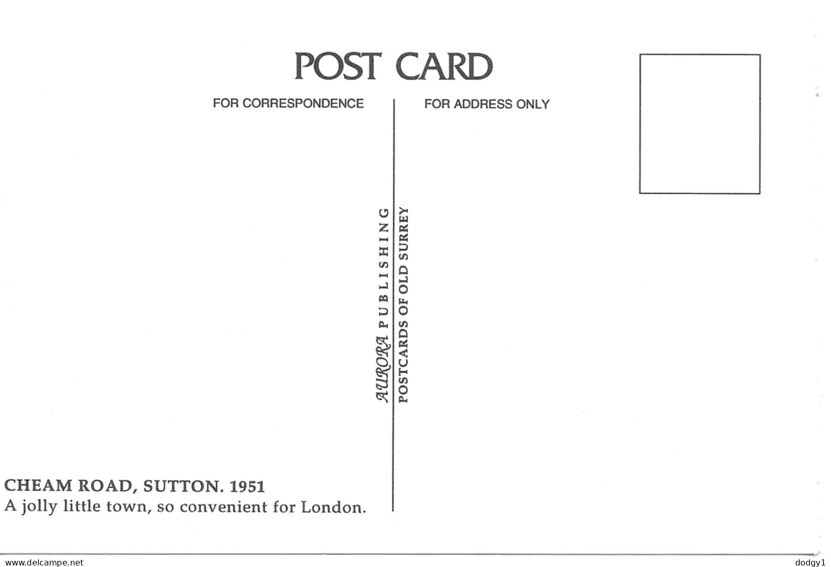 REPRODUCTION CARD. CHEAM ROAD, SUTTON, Circa 1951, SURREY, ENGLAND. UNUSED POSTCARD   Sa9 - Surrey