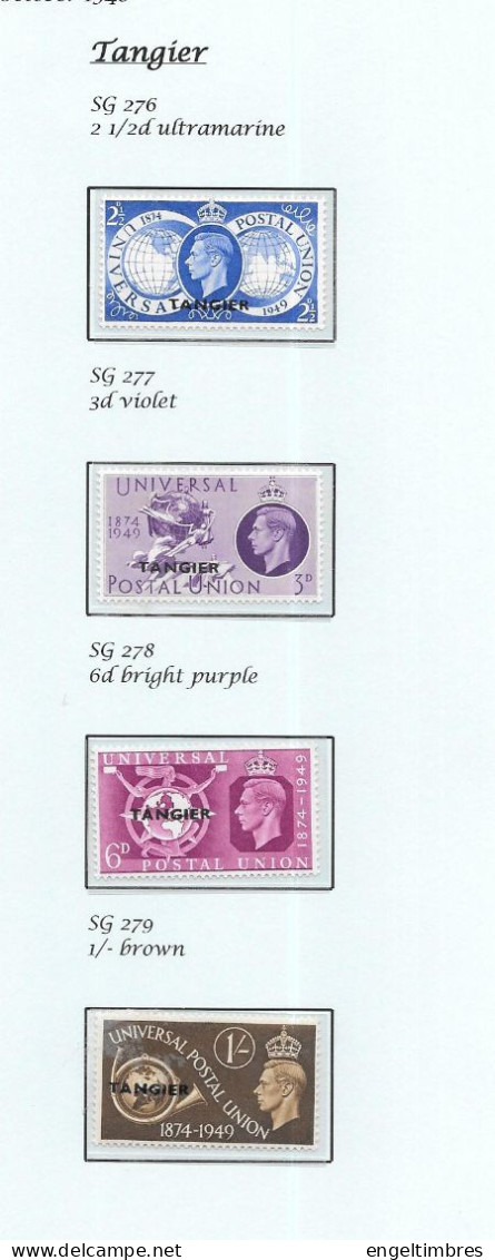 Gb 1948  U.P.U.  Overprinted TANGIER SG276/279  (4)     MOUNTED MINT  - See Notes & Scans - Unused Stamps