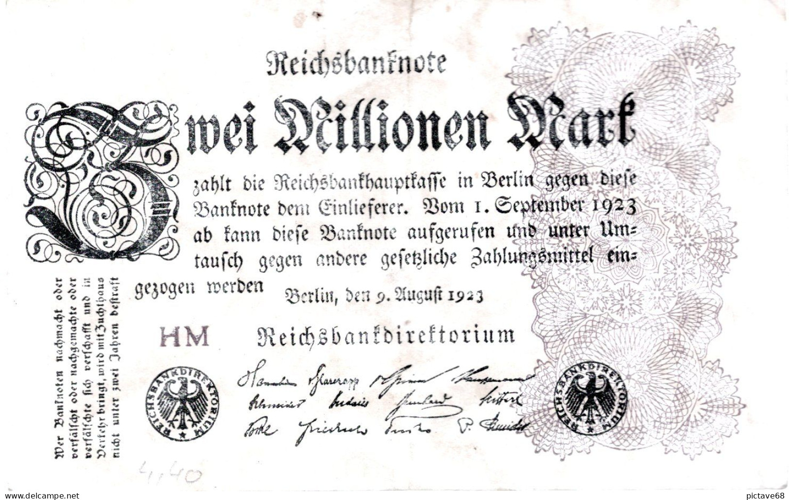 ALLEMAGNE / REICHSBANKNOTE DE 2 MILLIONEN MARK  BON ETAT - 2 Millionen Mark