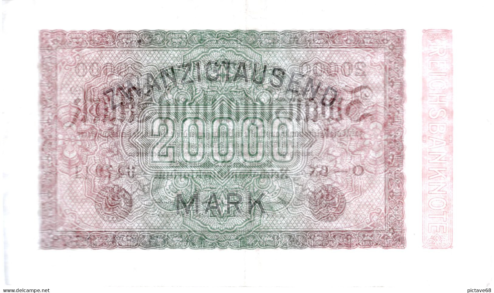 ALLEMAGNE / REICHSBANKNOTE DE 20000 MARK  BON ETAT FILIGRANE : A - 20000 Mark