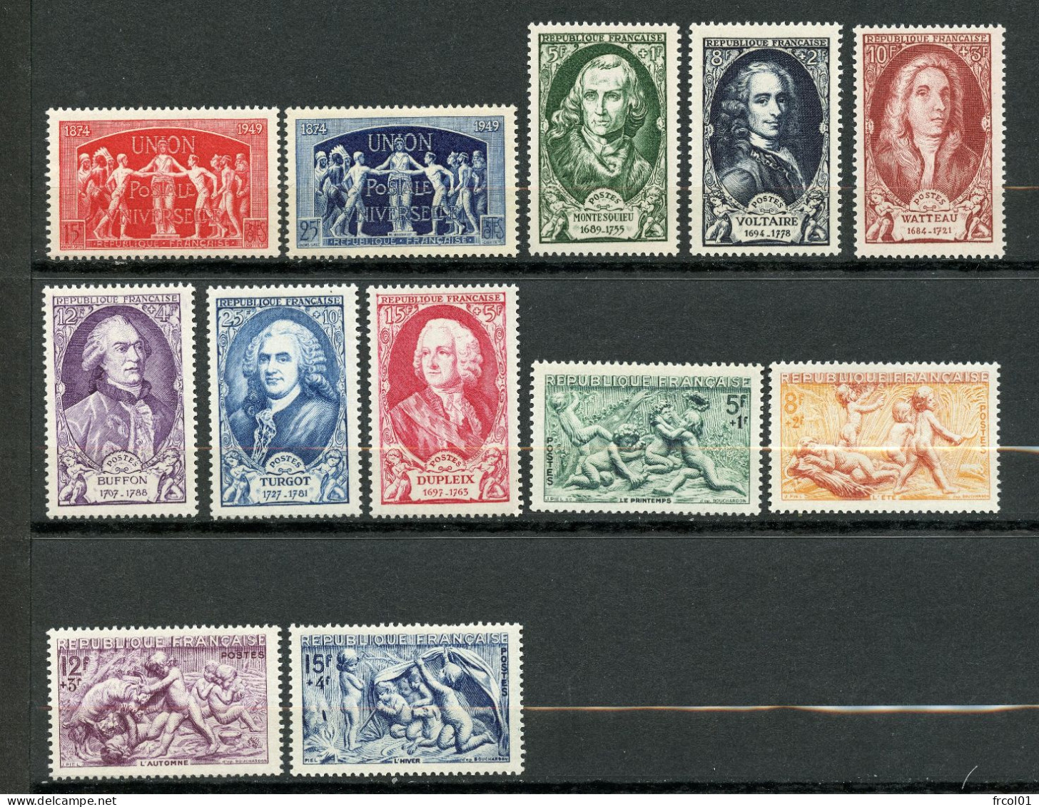 France, Yvert Année Complète 1949**, 823/862, 42 Timbres Et Bande 833A , MNH - 1940-1949