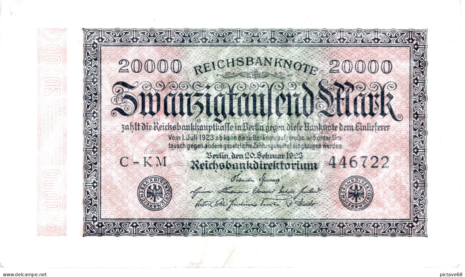 ALLEMAGNE / REICHSBANKNOTE DE 20000 MARK  BON ETAT - 20000 Mark