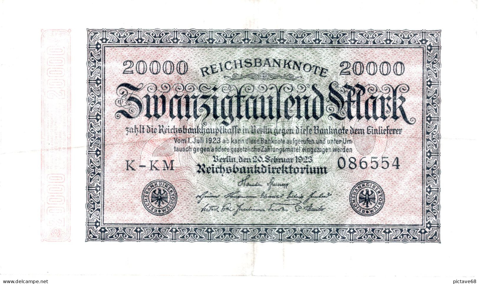 ALLEMAGNE / REICHSBANKNOTE DE 20000 MARK  BON ETAT - 20000 Mark