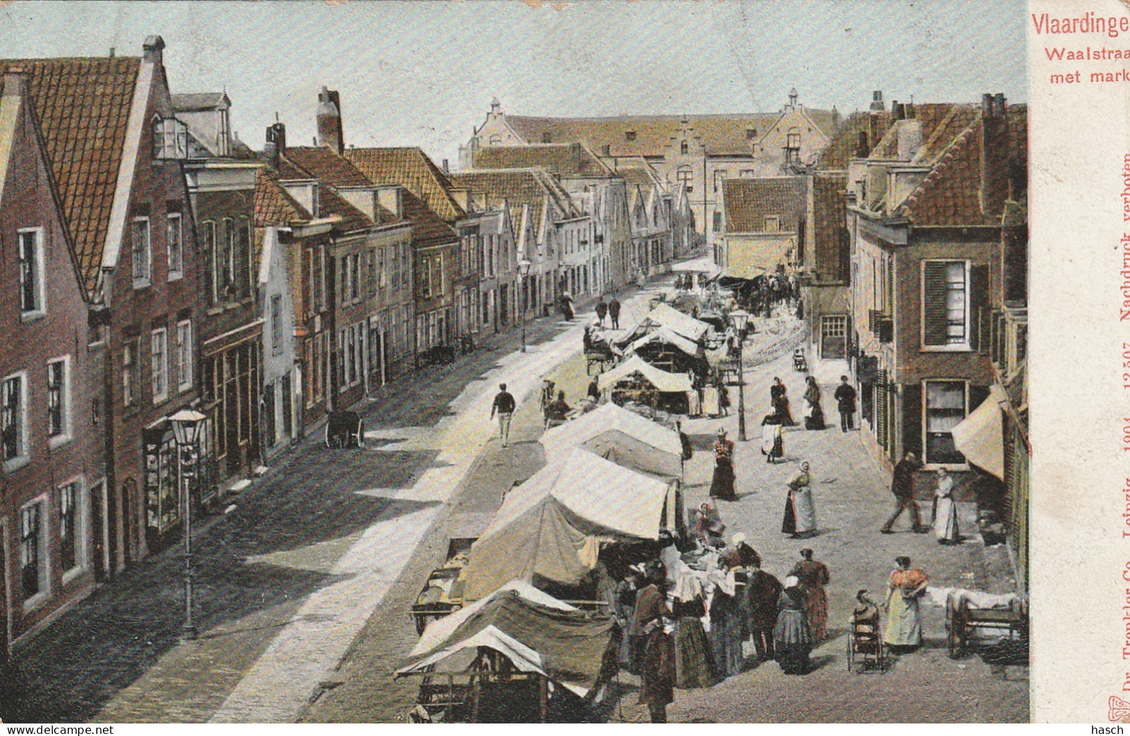 4903 19 Vlaardingen, Waalstraat Met Markt Rond 1900. (Zie Randen)  - Vlaardingen