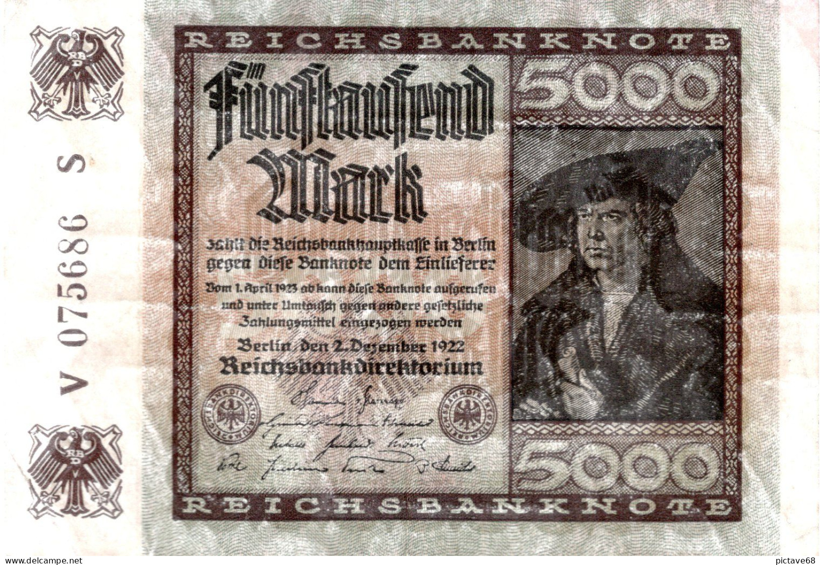 ALLEMAGNE / REICHSBANKNOTE DE 5000 MARK USAGE - 5.000 Mark