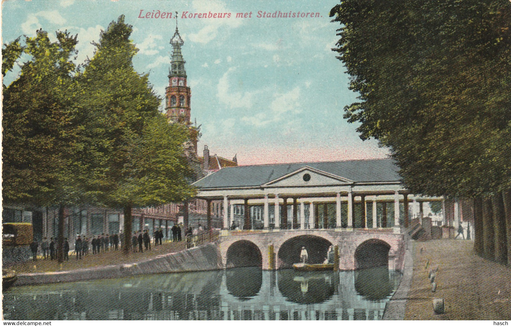 4903 28 Leiden, Korenbeurs Met Stadhuistoren. 1913.  - Leiden