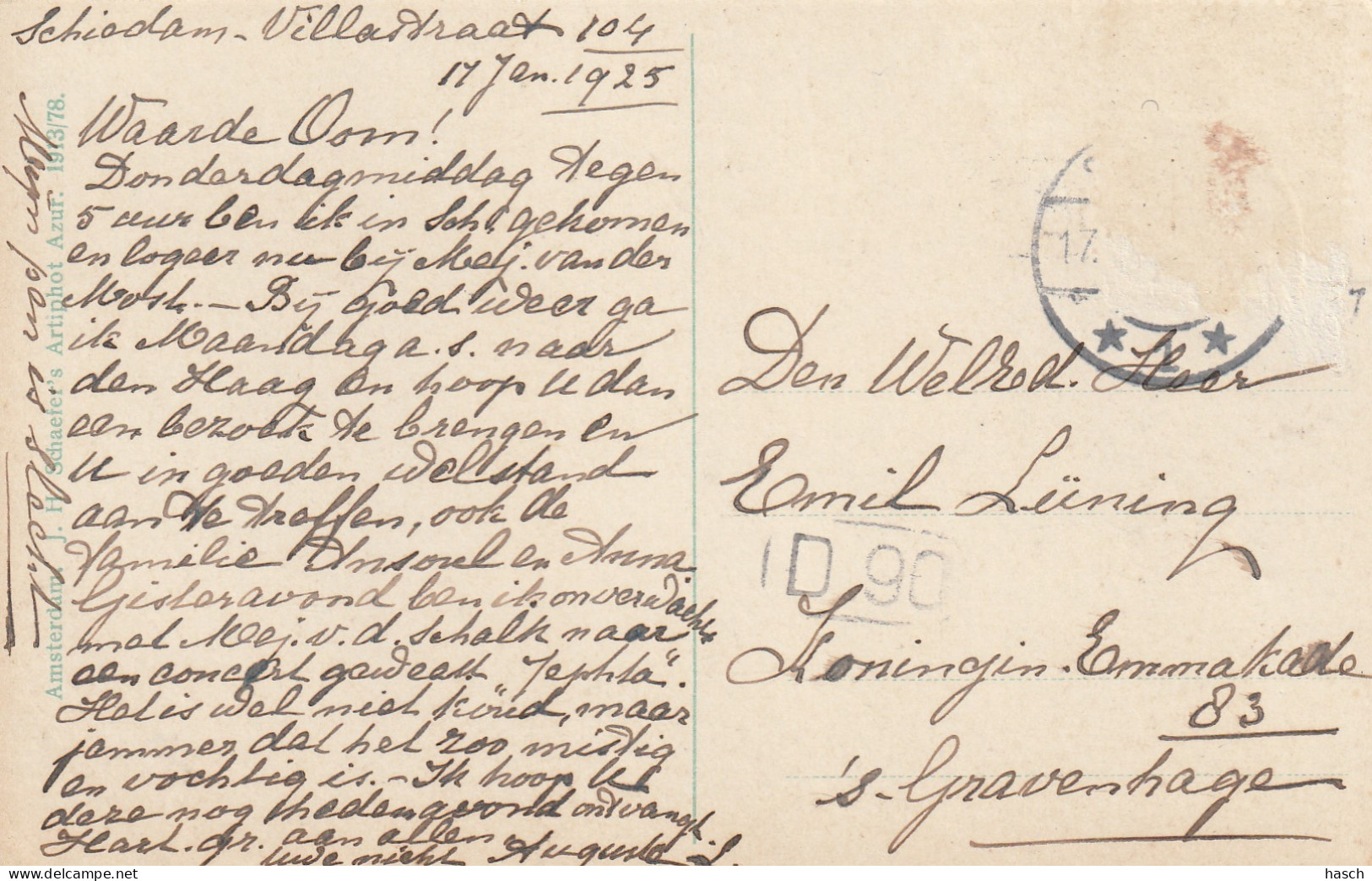 4903 48 Schiedam, Postkantoor Gericht Op De Draaibrug. 1925. - Schiedam
