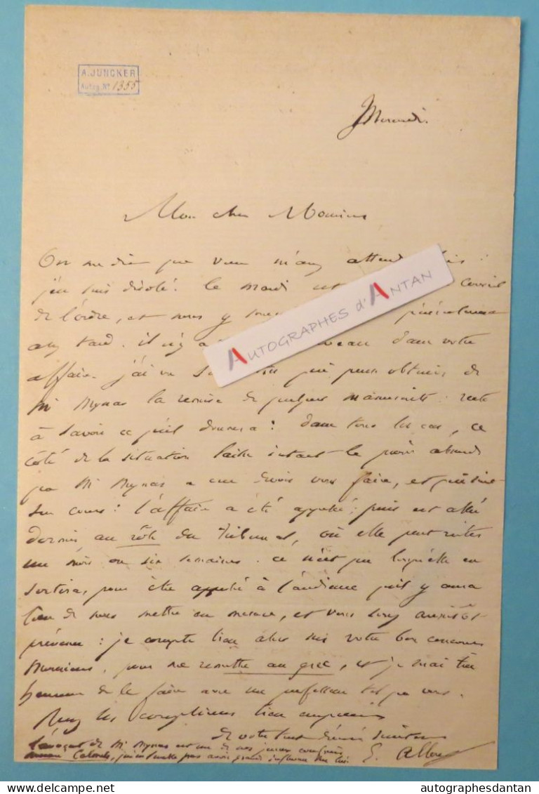 ● L.A.S 1859 Edouard ALLOU Avocat Sénateur Né Limoges Timbre Napoléon III 13a Cachet Postal Bibliothèque Mazarine Lettre - Politicians  & Military