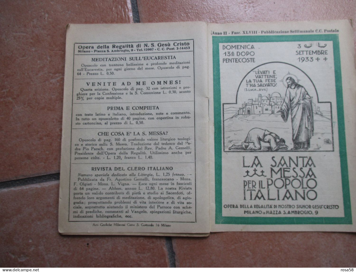 RELIGIONE 3 Settembre  1933 La Santa Messa Popolo Italiano Pubblicaz.settimanale MUSICA Lode Di Maria - Religión