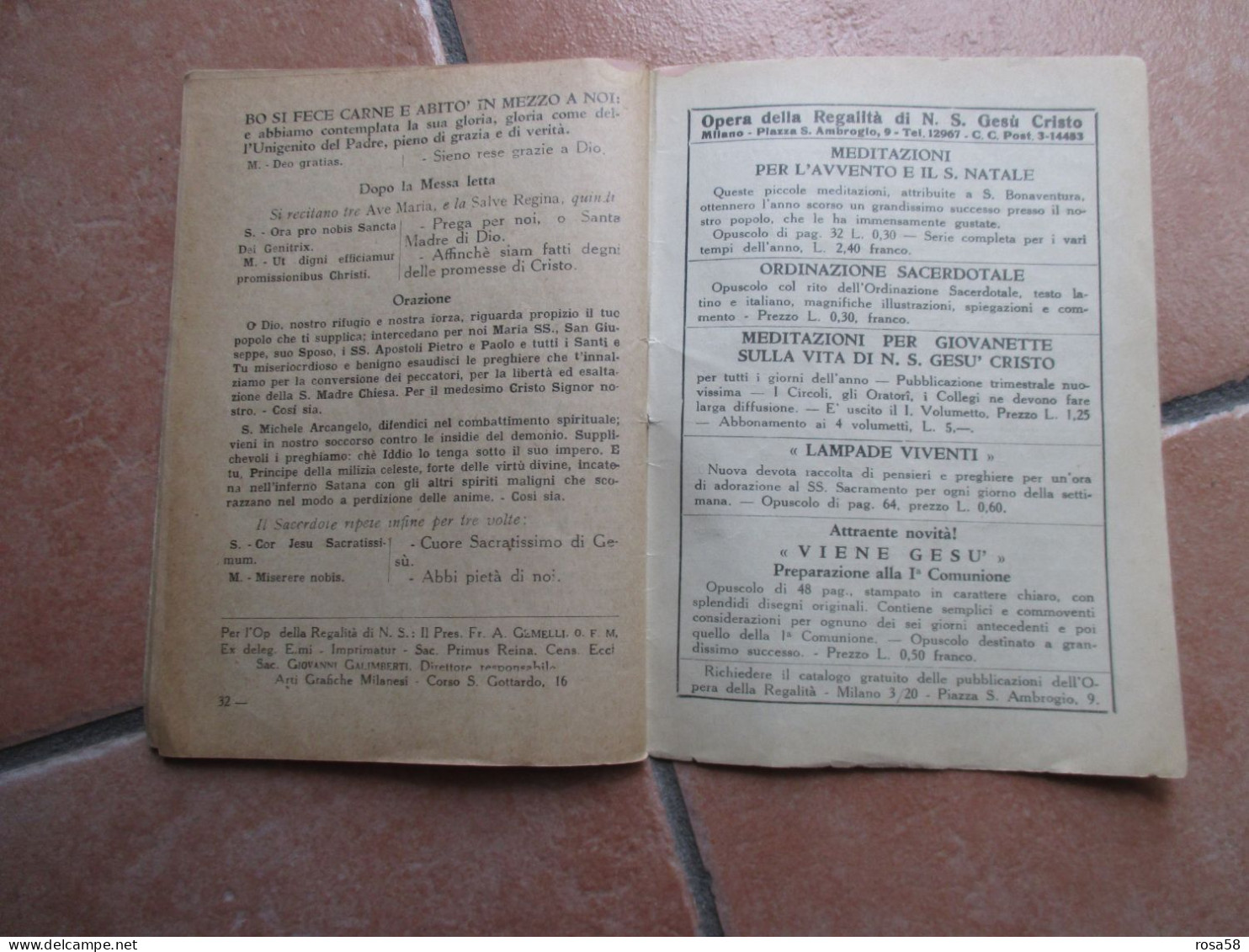 RELIGIONE 19 Novembre 1933  La Santa Messa Per  Popolo Italiano Pubblicaz.settimanale Sac.G.GALIMBERTI Responsabile - Religion