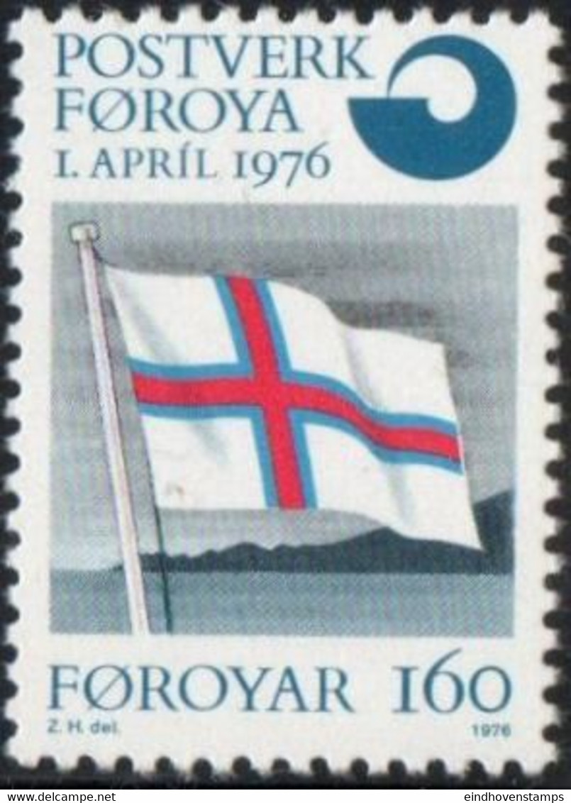 Faroyar Faeroer 1976 Faroe Flag 1 Value MNH 76-01.2 Postal Organisation - Otros & Sin Clasificación