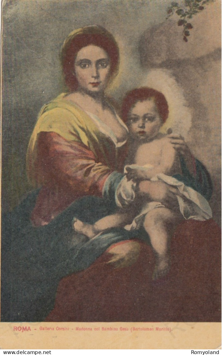 CARTOLINA  ROMA,LAZIO-GALLERIA CORSINI-MADONNA COL BAMBINO GESU (BARTOLOMEO MURILLO)-MEMORIA,BELLA ITALIA,VIAGGIATA 1925 - Mostre, Esposizioni