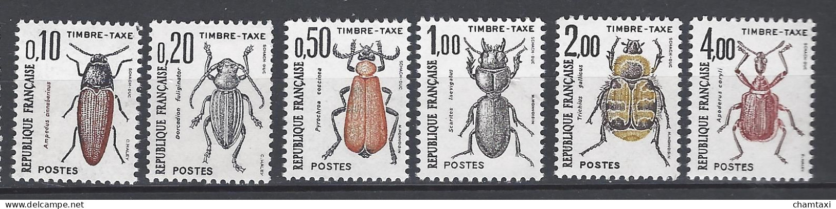 FRANCE 1982 TIMBRE TAXE 103 104 105 106 107 108 SERIE INSECTES COLEOPTERES AMPEDUS CINNABARINUS DORCADION FULIGINATOR - 1960-.... Nuevos