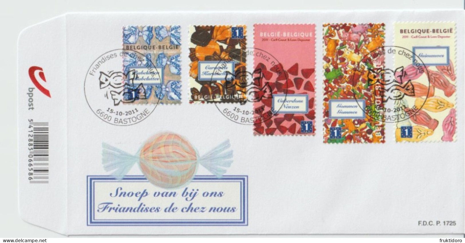 Belgium FDC 1725 Belgian Candies - Mi Bl 163 Babelutten - Babeluttes - Cuderdons - Neuzen - Caramels - Karamellen 2011 - 2011-2014