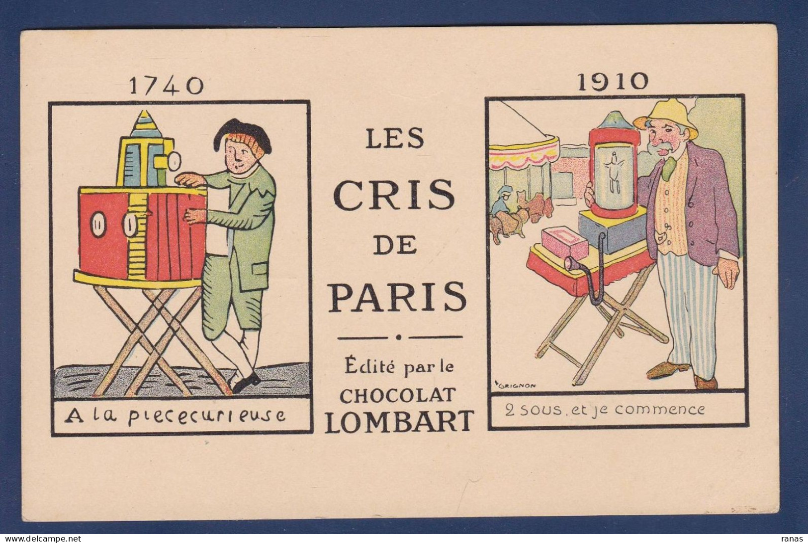 CPA Les Cris De Paris Métier Publicité Chocolat Lombart Non Circulé Lanterne Magique - Petits Métiers à Paris