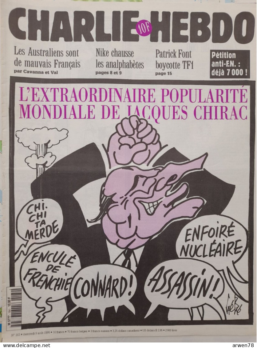 CHARLIE HEBDO 1995 N° 163 JACQUES CHIRAC - Humour