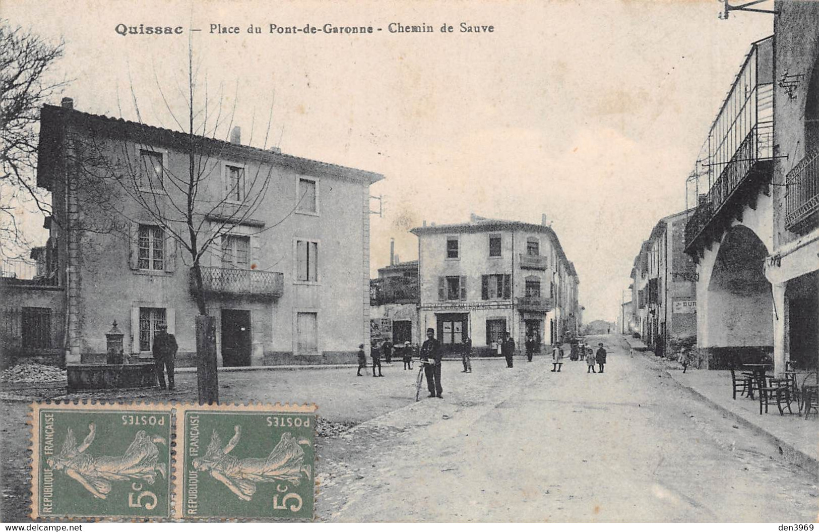 QUISSAC (Gard) - Place Du Pont De Garonne - Chemin De Sauve - Voyagé 1916 (2 Scans) Astruc à Valergues Hérault 34 - Quissac