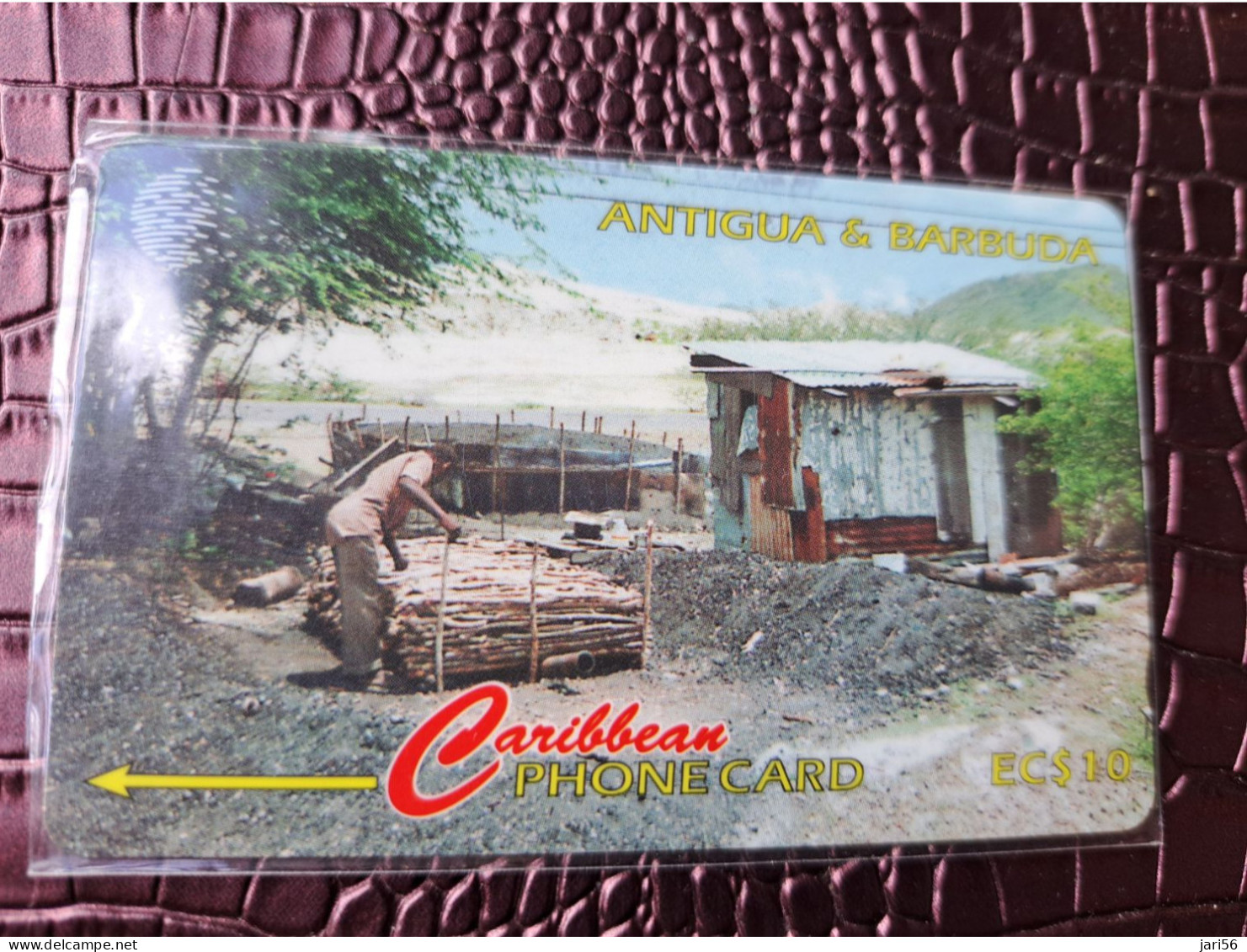 ANTIGUA  $ 10,- GPT  CARD ANT- 97C /  97CATC  CHARCOAL BURNING     Fine Used Card  ** 13737 ** - Antigua And Barbuda