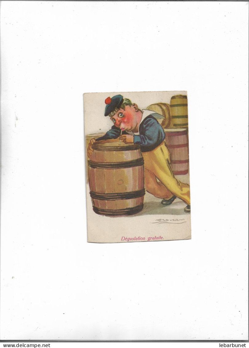 Carte Postale Ancienne Humour  Dégustation Gratuite  Signée Mauzan - Mauzan, L.A.