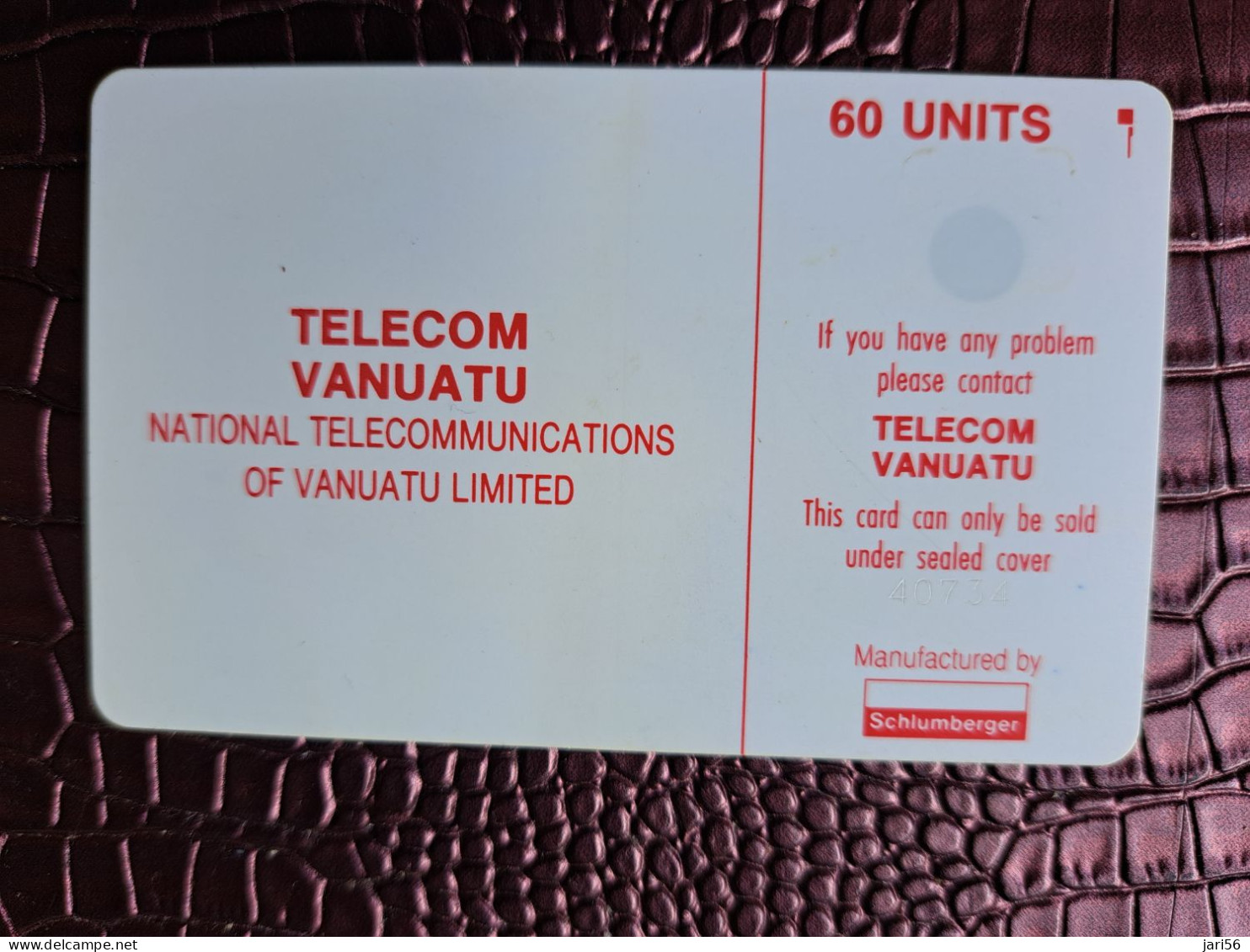 VANUATU 60 UNITS / RED / CHIPCARD   Fine Used    **13741** - Vanuatu