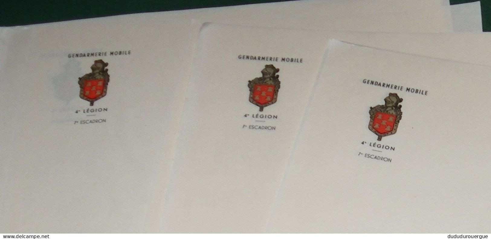 GENDARMERIE NATIONALE , 4 ° LEGION , 7 ° ESCADRON : 10 FEUILLES DE PAPIER A LETTRE A EN - TETE - Police & Gendarmerie