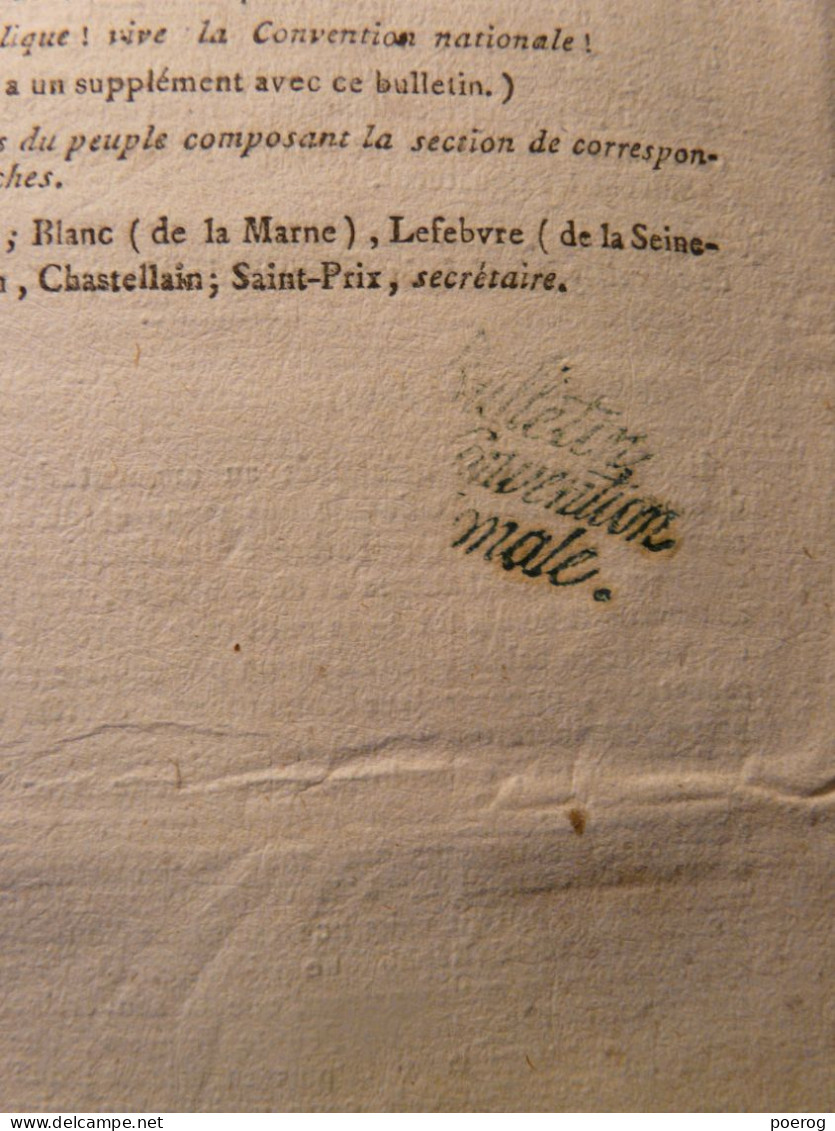 BULLETIN CONVENTION NATIONALE De 1795 - LETTRES DES ARMEES BRUXELLES BELGIQUE SAMBRE ET MEUSE LILLE GRENOBLE MONTPELLIER - Décrets & Lois