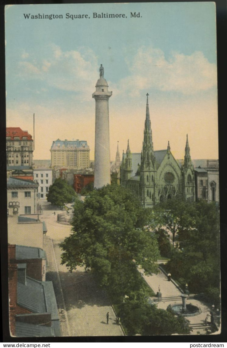 Baltimore MD Maryland WASHINGTON SQUARE 1914 Postcard - Baltimore