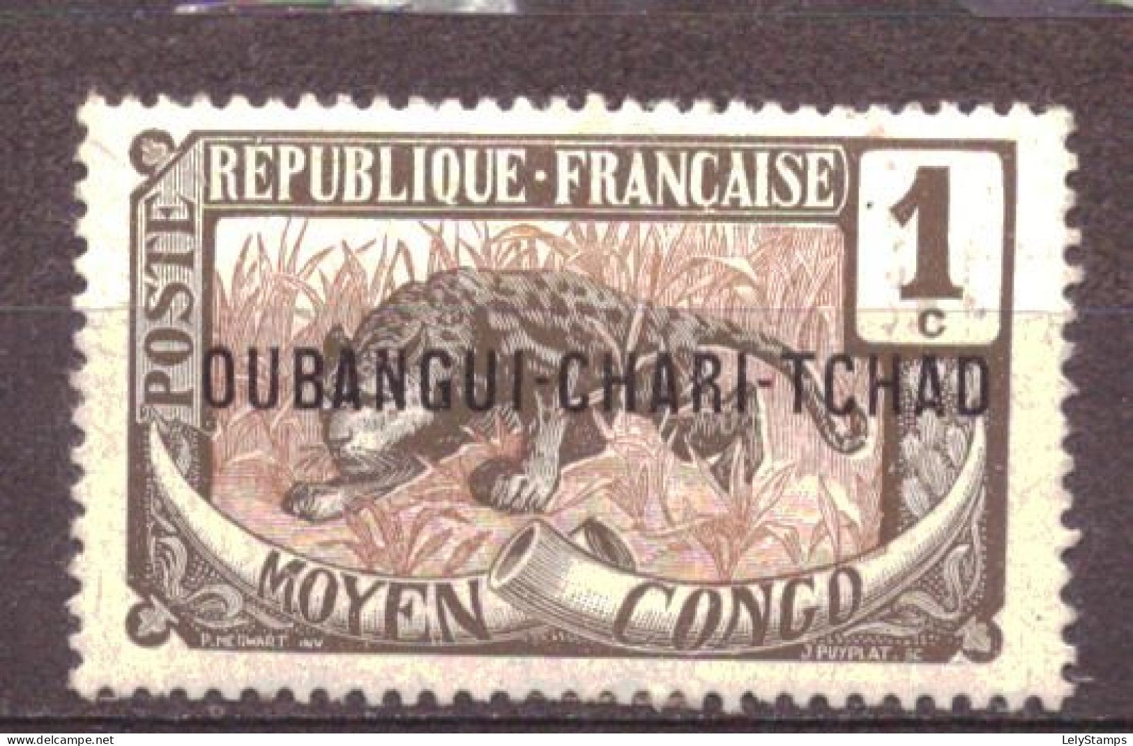 Oubangui Chari 1 MH * Leopard Animals Nature (1915) - Neufs