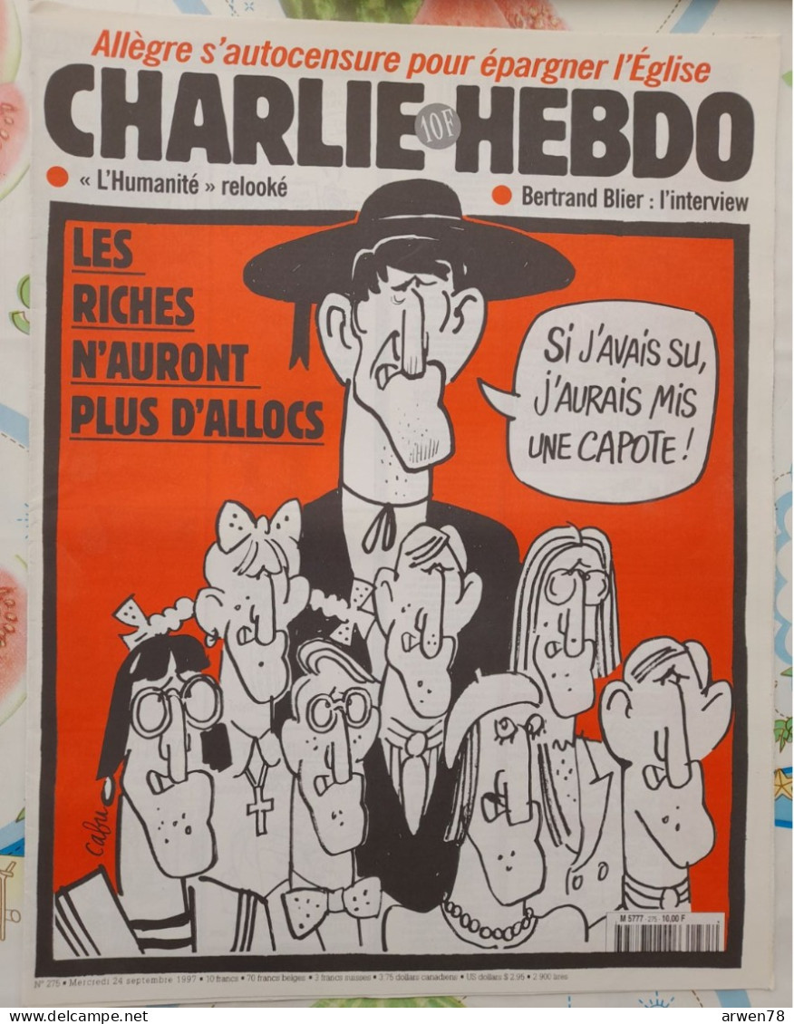 CHARLIE HEBDO 1997 N° 275 PHILIPPE DE VILLIERS - Humour