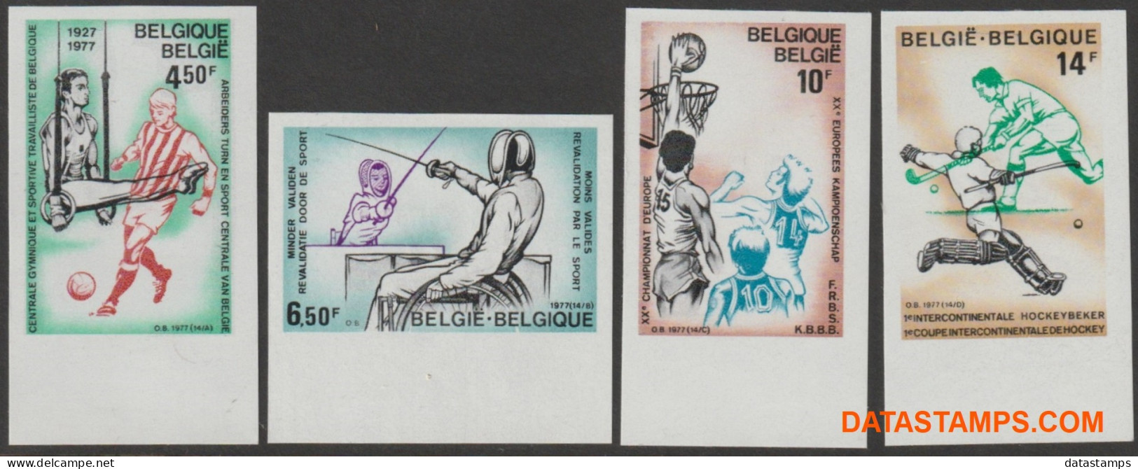 België 1977 - Mi:1915/1918, Yv:1858/1861, OBP:1863/1866, Stamp - □ - Sporten  - 1961-1980