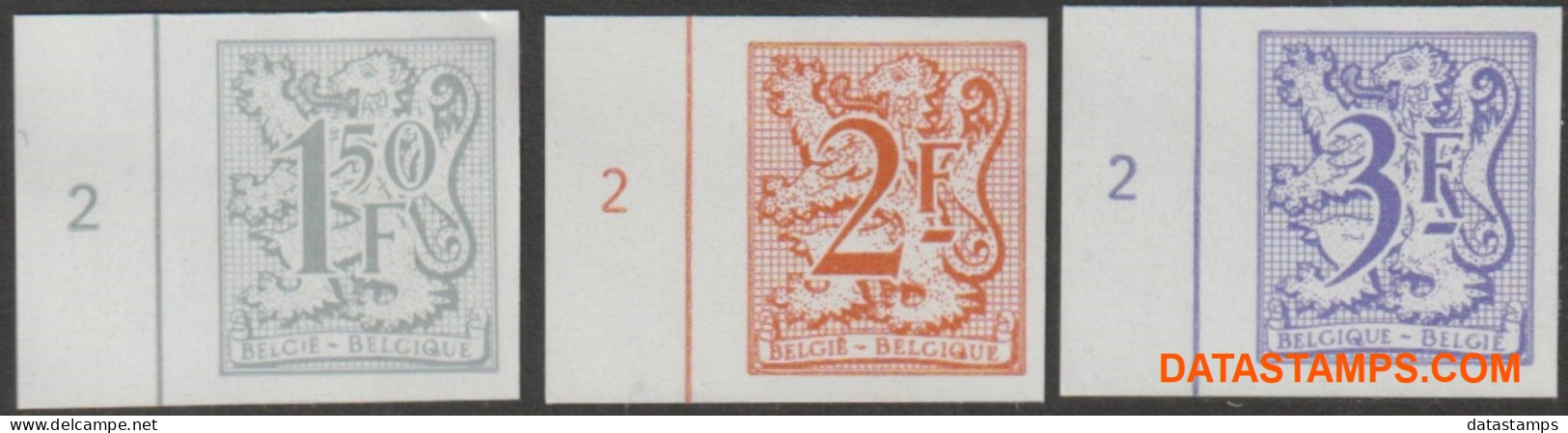 België 1978 - Mi:1949 X/1951 X, Yv:1897/1899, OBP:1902/1904, Stamp - □ - Heraldieke Leeuw  - 1961-1980