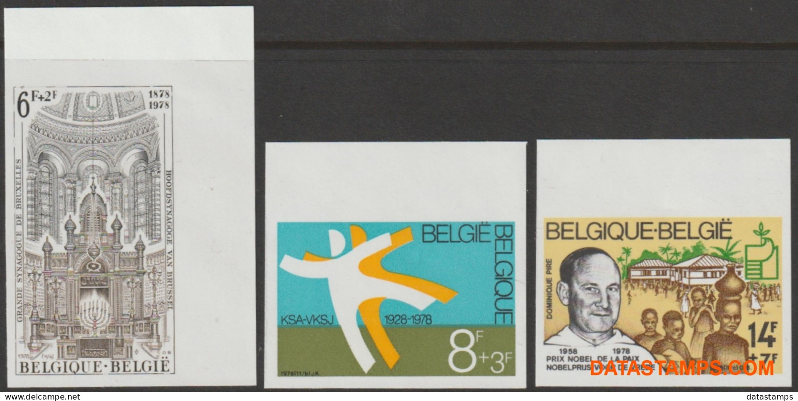 België 1978 - Mi:1970/1972, Yv:1913/1915, OBP:1918/1920, Stamp - □ - Solidarity - 1961-1980