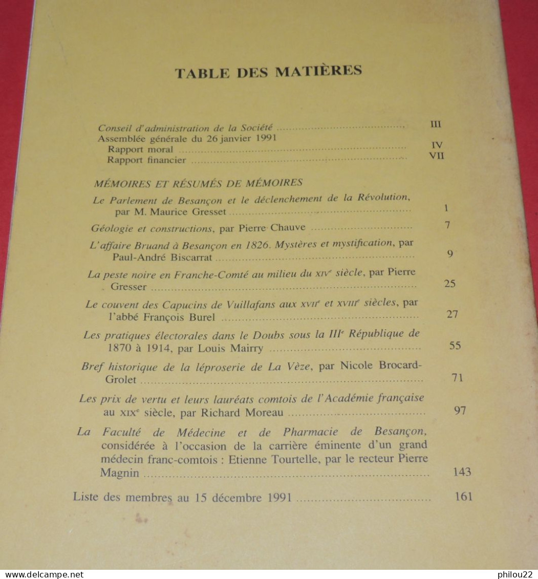 Mémoires De La Société D'Emulation Du Doubs. Nouvelle Série N° 33, 1991. - Franche-Comté