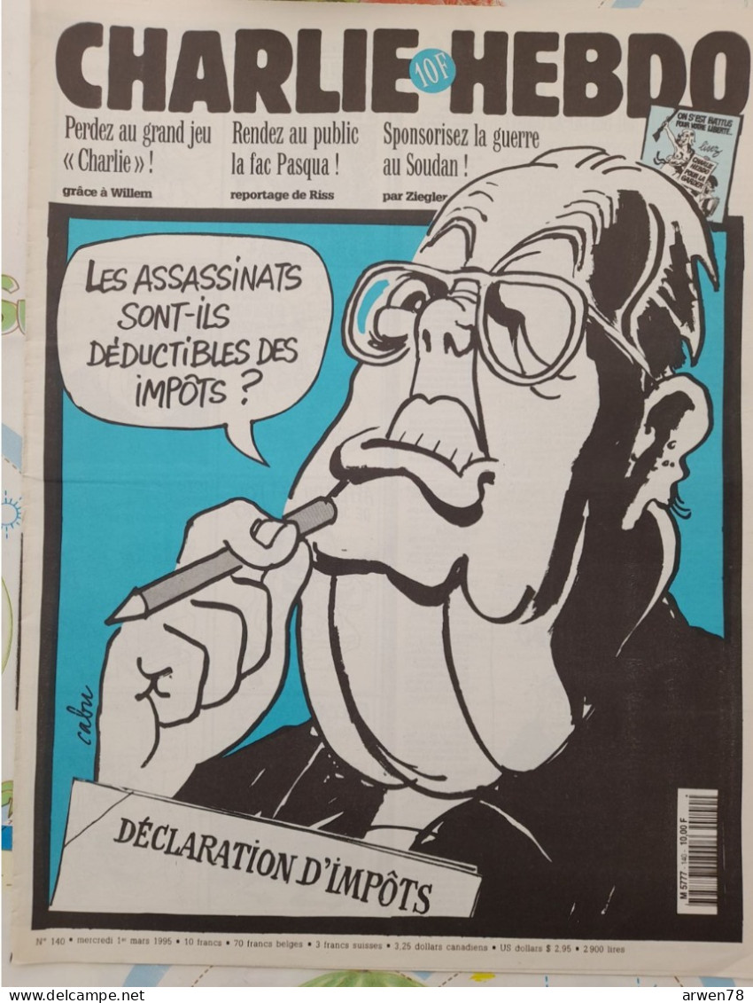 CHARLIE HEBDO 1995 N° 140 IMPOTS JEAN MARIE LE PEN FRONT NATIONAL - Humour