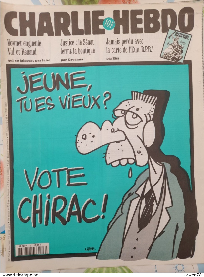 CHARLIE HEBDO 1995 N° 146 JEUNE VOTE CHIRAC - Humour